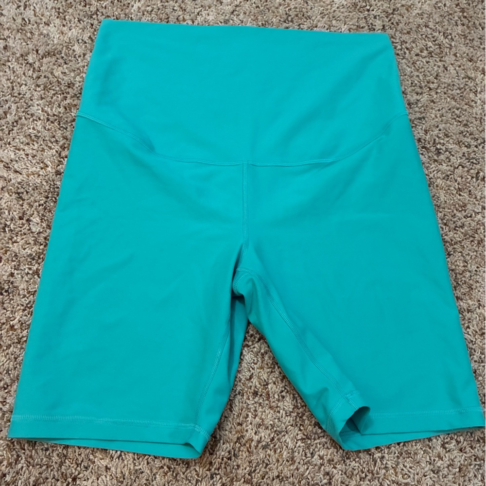 Teal High-Waisted Biker Shorts Old Navy Maternity - Picture 2 of 2
